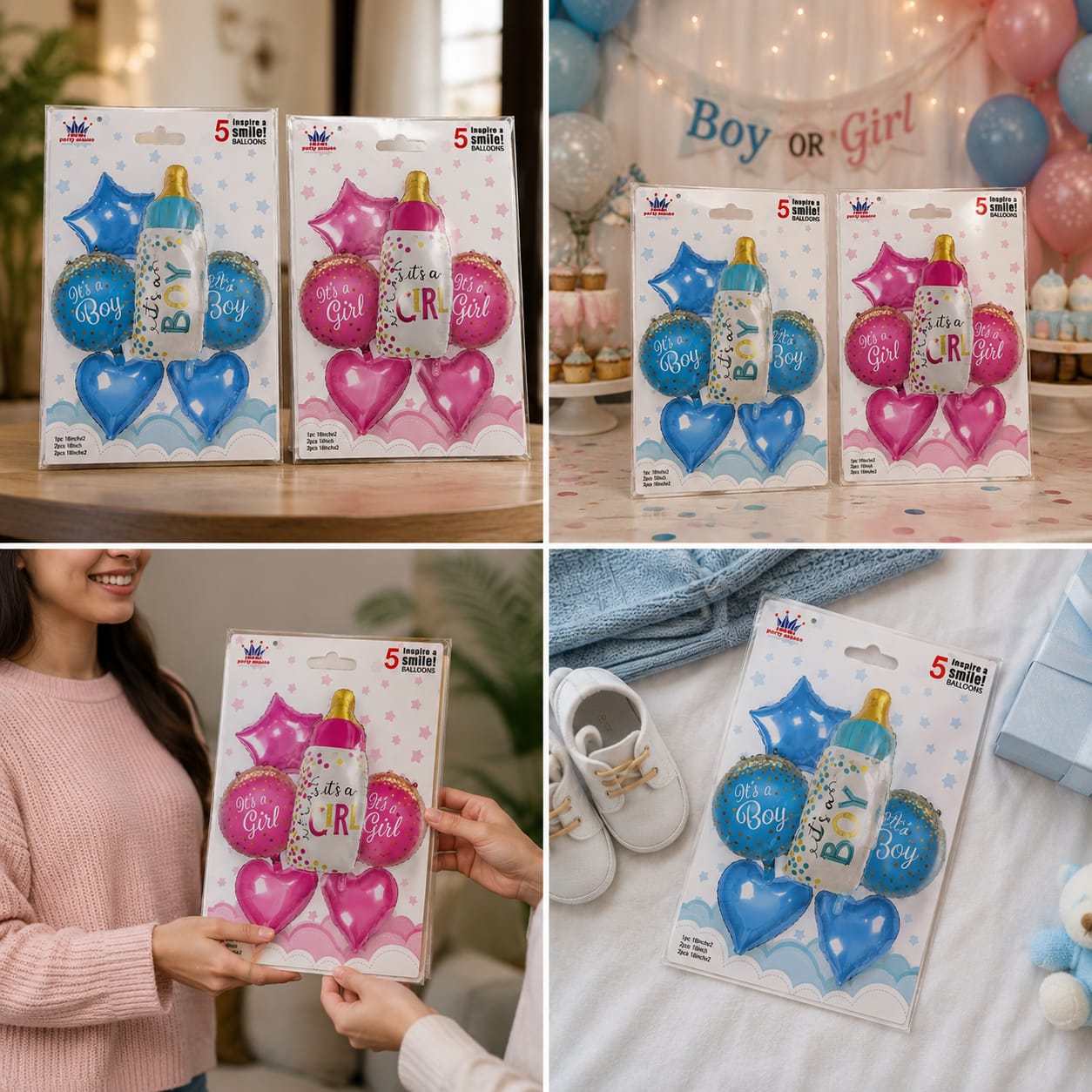 It's a Boy Balloon Set | 5 Pcs Blue Baby Shower Foil Balloons | Boy Theme Decoration | Gender Reveal & Baby Shower Party Supplies