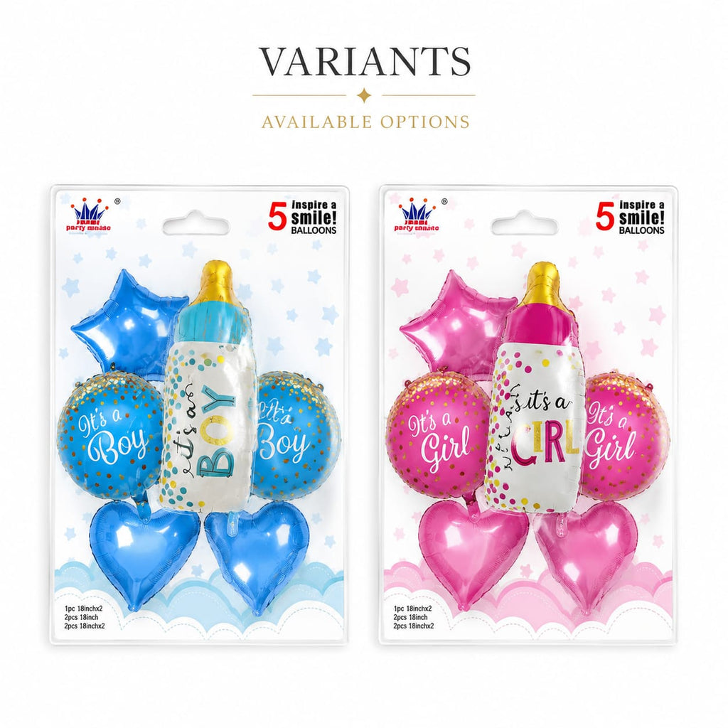 It's a Boy Balloon Set | 5 Pcs Blue Baby Shower Foil Balloons | Boy Theme Decoration | Gender Reveal & Baby Shower Party Supplies