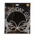 Birthday Girl Tiara & Butterfly Mask Set | Rhinestone Birthday Crown & Party Mask for Girls | 1 Set