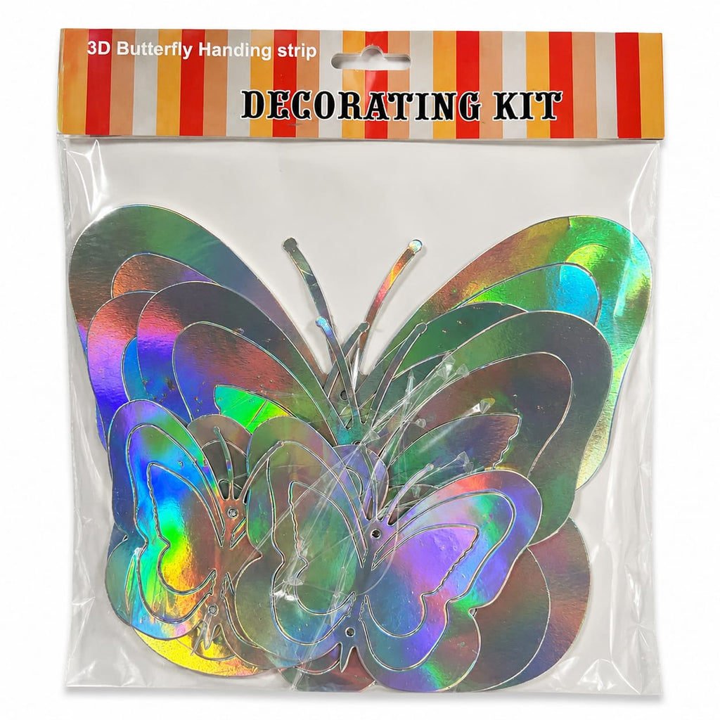 3D Butterfly Wall Decoration Kit | Holographic Butterfly Stickers for Room, Birthday & Party Decoration (12 Pieces)