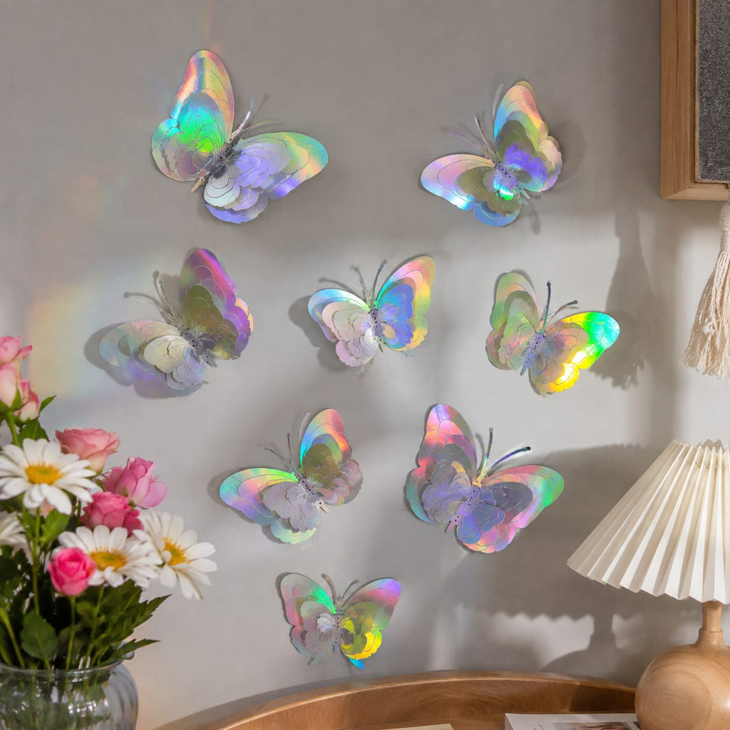 3D Butterfly Wall Decoration Kit | Holographic Butterfly Stickers for Room, Birthday & Party Decoration (12 Pieces)