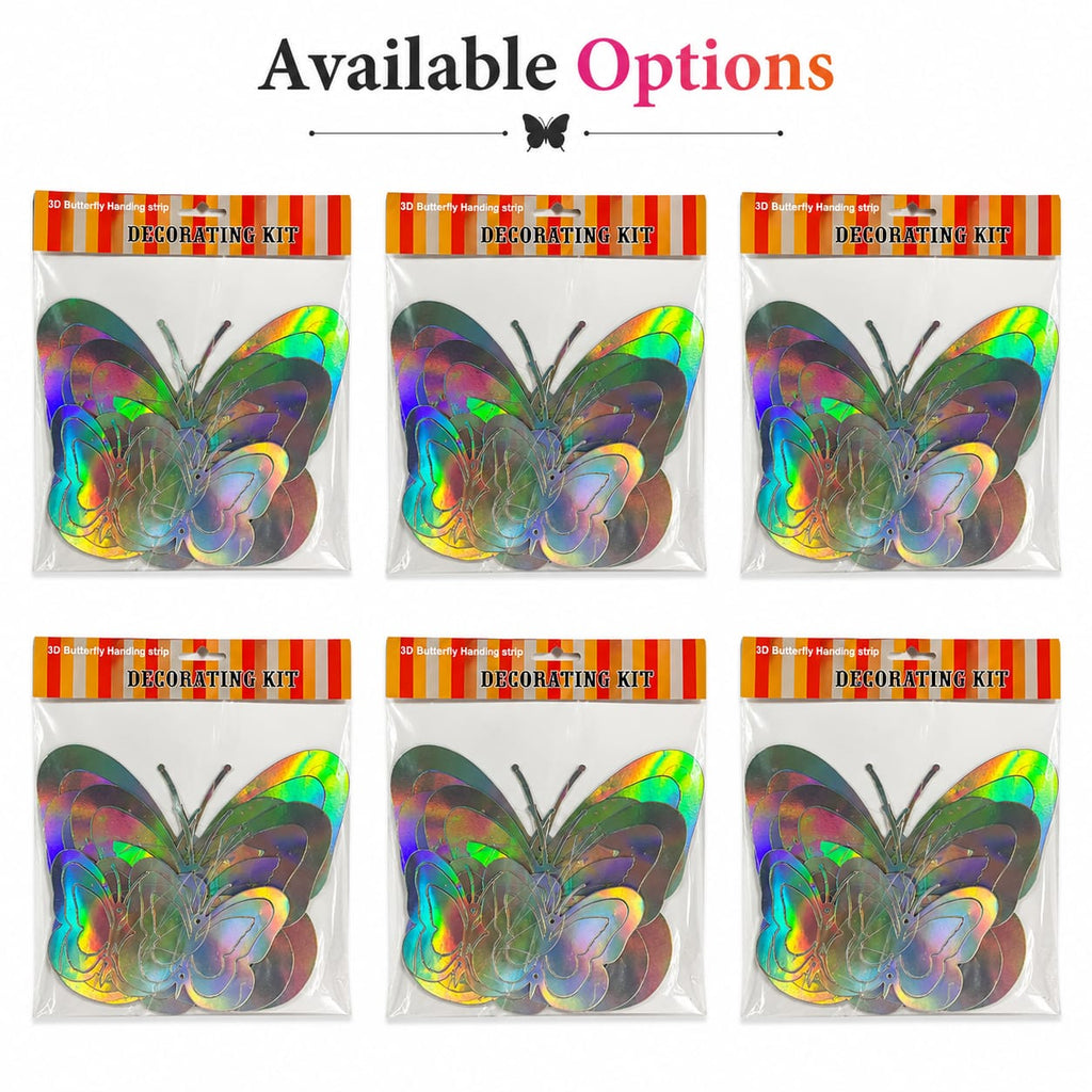 3D Butterfly Wall Decoration Kit | Holographic Butterfly Stickers for Room, Birthday & Party Decoration (12 Pieces)