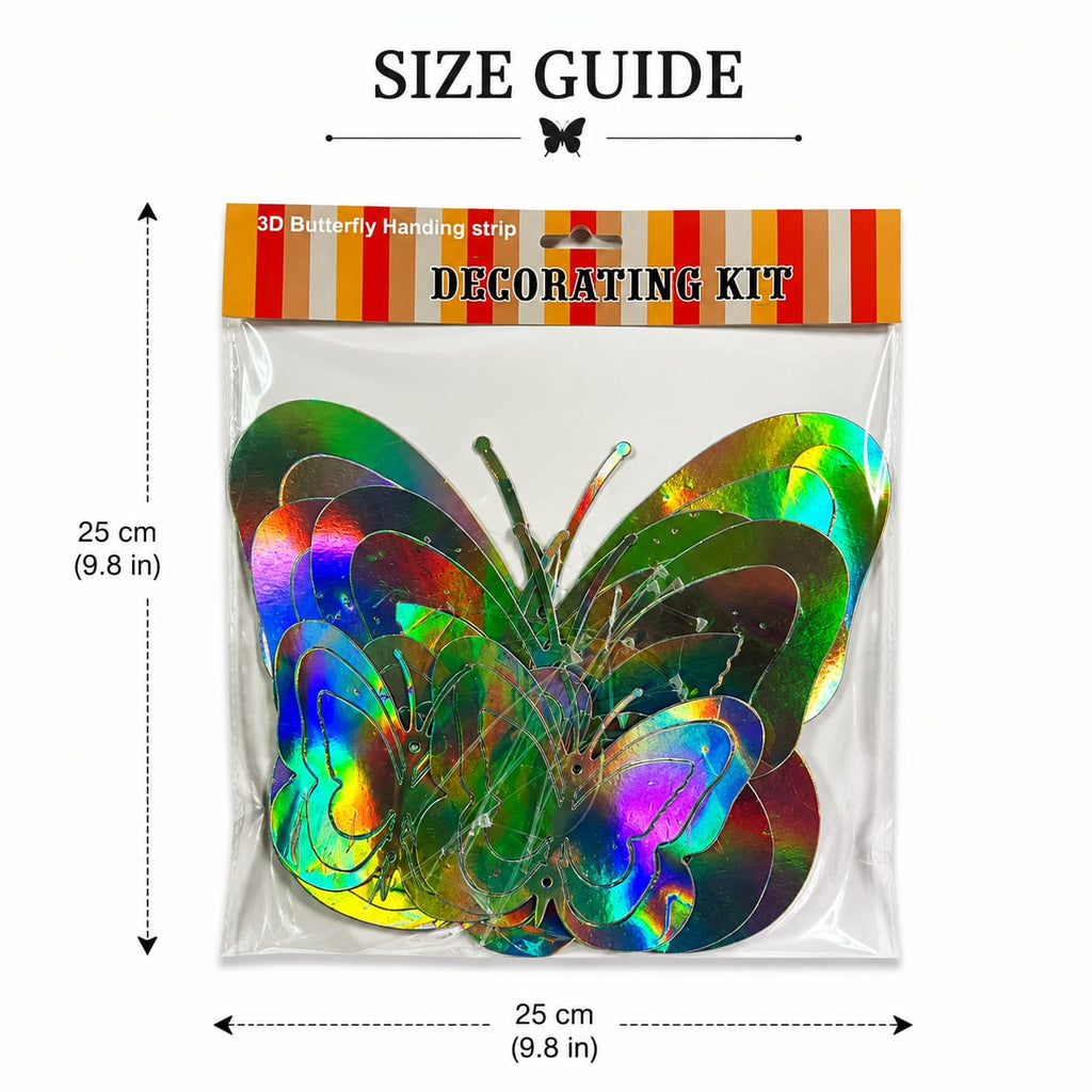 3D Butterfly Wall Decoration Kit | Holographic Butterfly Stickers for Room, Birthday & Party Decoration (12 Pieces)