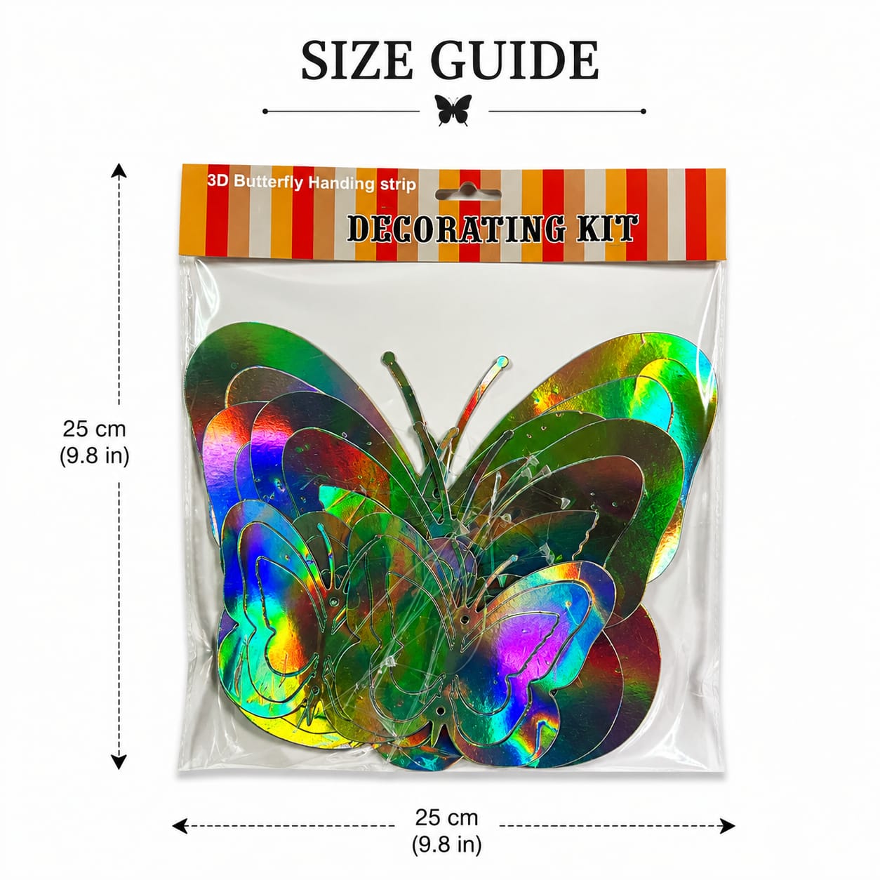 3D Butterfly Wall Decoration Kit | Holographic Butterfly Stickers for Room, Birthday & Party Decoration (12 Pieces)
