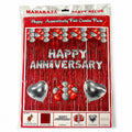 Happy Anniversary Foil Combo Decoration Kit with Red Foil Curtains, Silver Letter Balloons, Heart Foil Balloons & Latex Balloons | Party Decoration Set