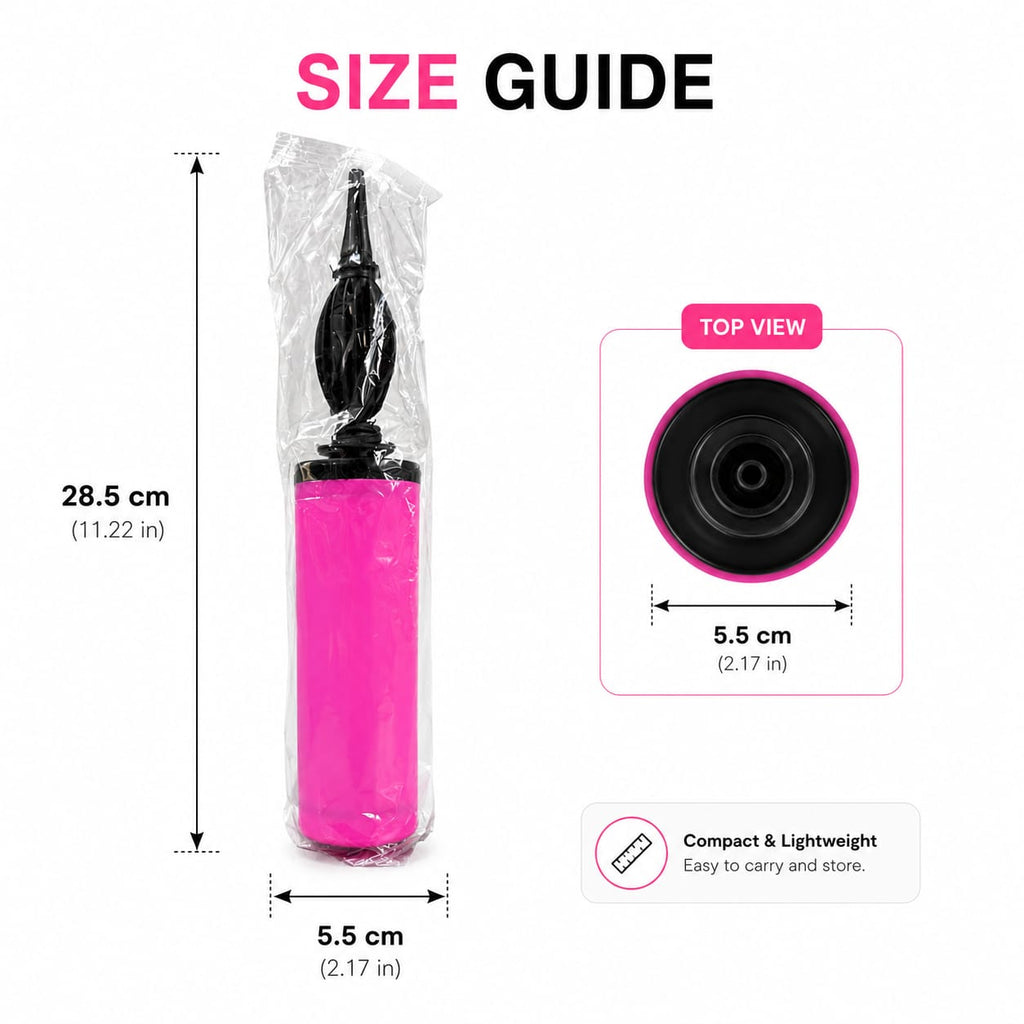 Premium Balloon Hand Pump – Dual Action Air Pump for Latex & Foil Balloons | Portable Balloon Inflator | Pink