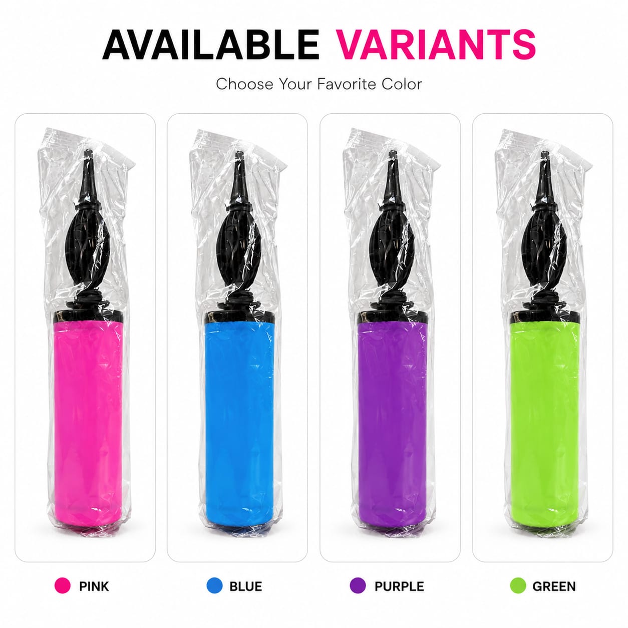Premium Balloon Hand Pump – Dual Action Air Pump for Latex & Foil Balloons | Portable Balloon Inflator | Pink