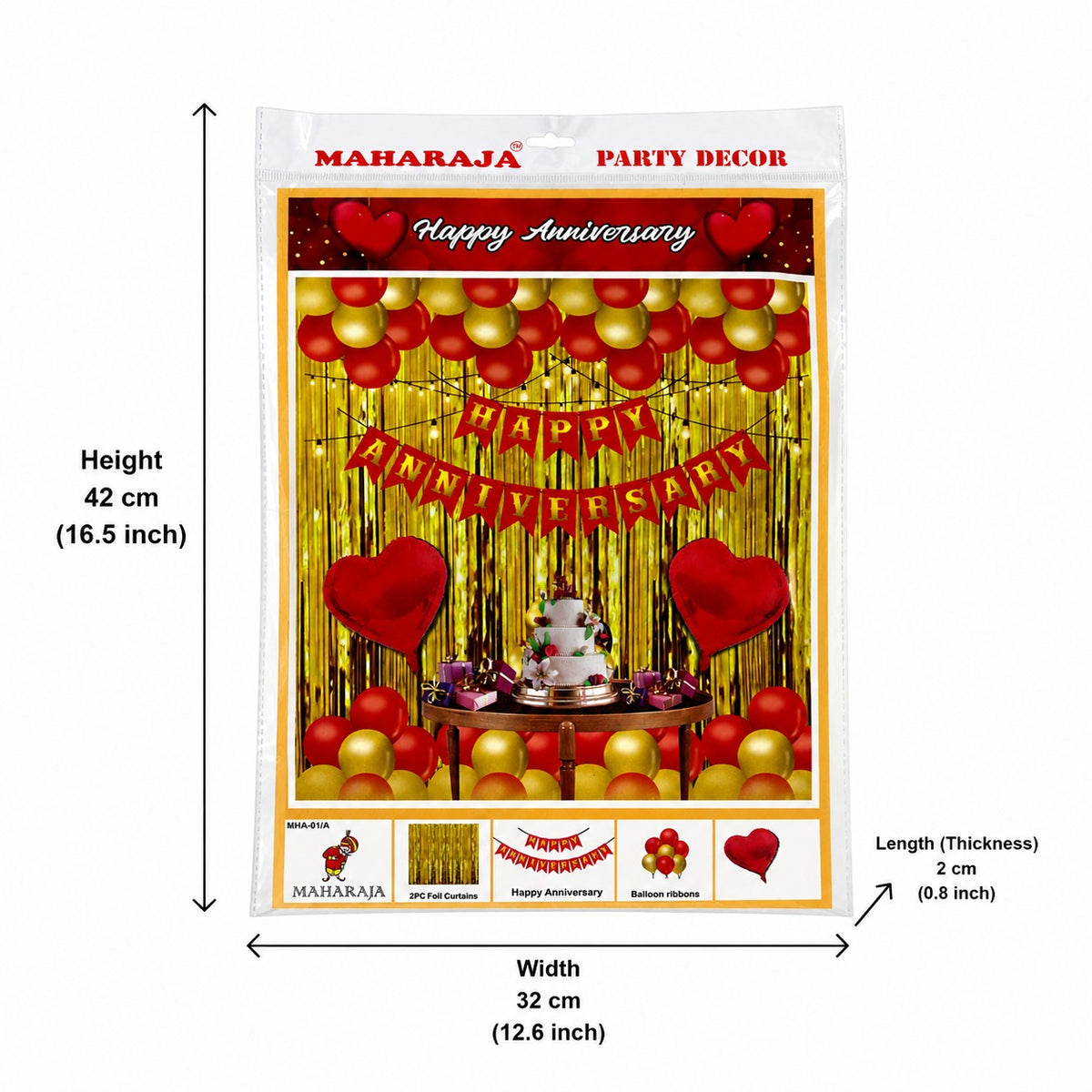 Happy Anniversary Decoration Kit – 60 Balloons, 2 Foil Curtains, Banner & 2 Heart Decorations