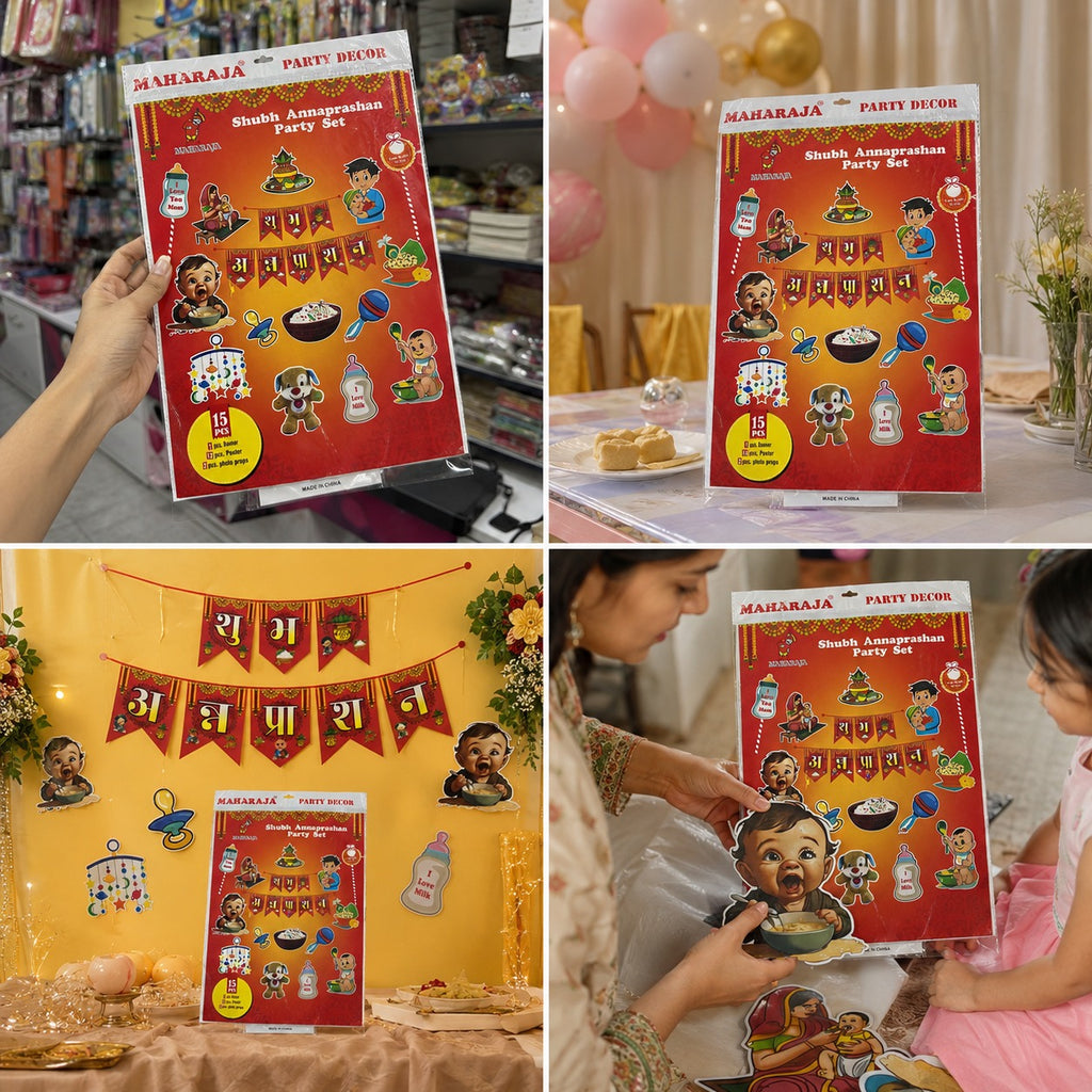 Shubh Annaprashan Decoration Set – 15 Pcs Baby Rice Ceremony Kit
