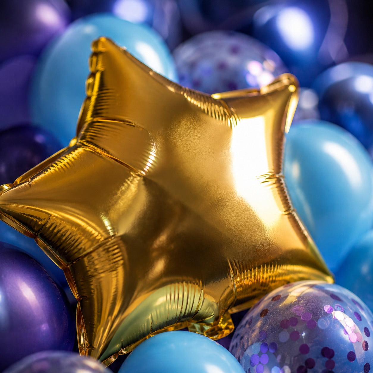 Happy Birthday Party Decoration Combo – 20 Metallic Balloons, 2 Foil Curtains & Star