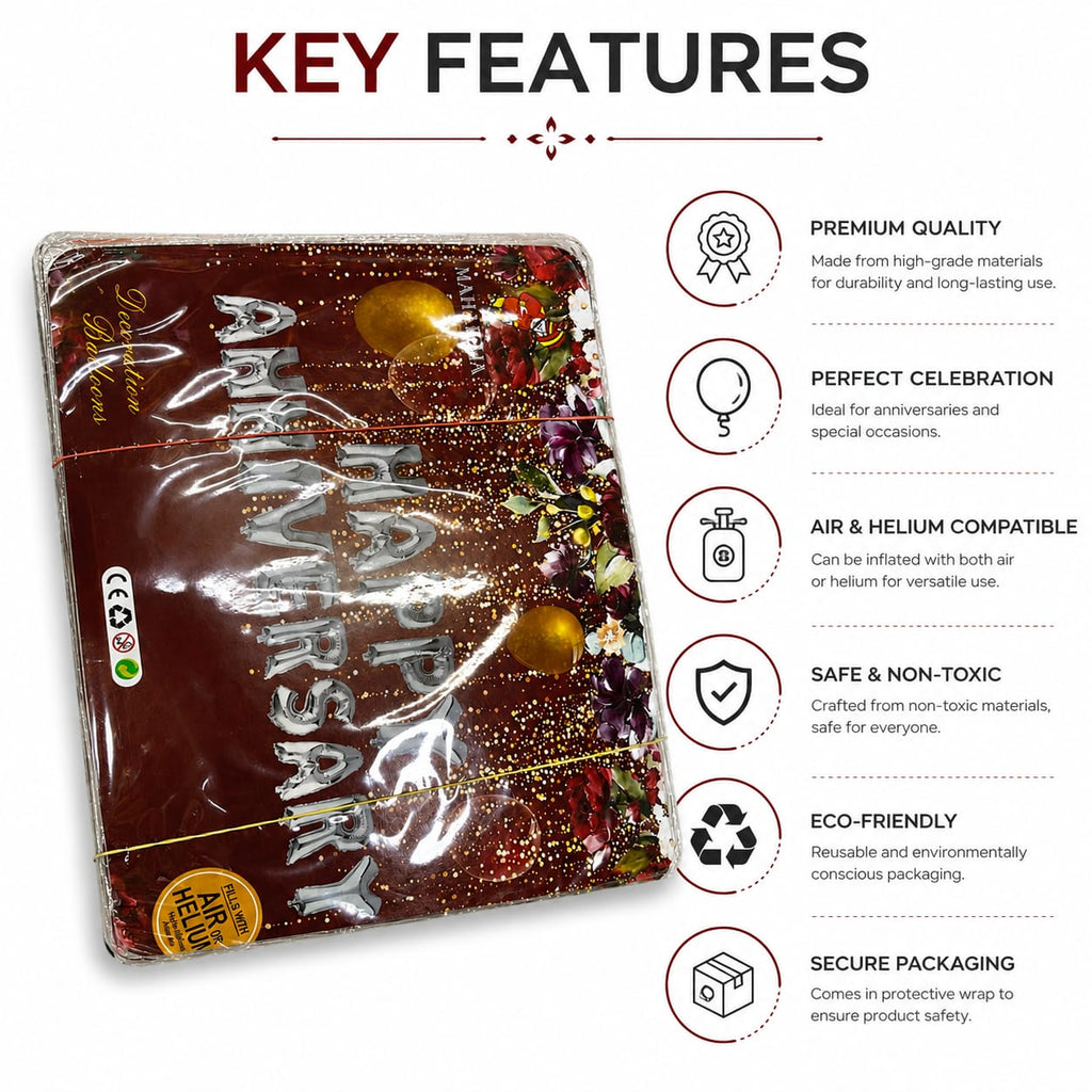 Happy Anniversary Decoration Kit – Red & Gold Party Decoration Set  Product Details