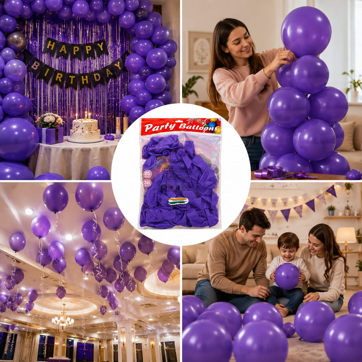 Purple Latex Balloons for Party Decoration – Premium Solid Purple Balloons