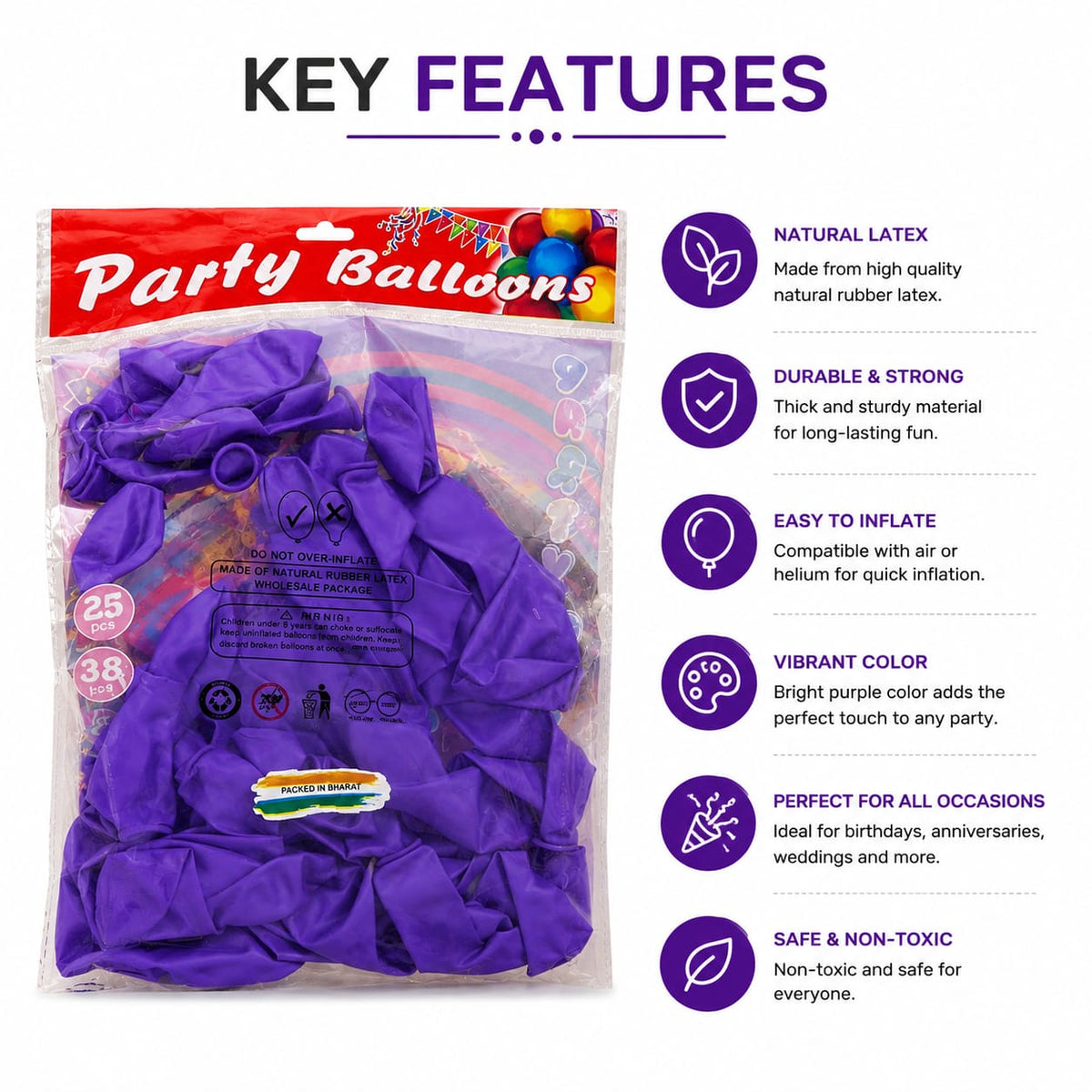 Purple Latex Balloons for Party Decoration – Premium Solid Purple Balloons