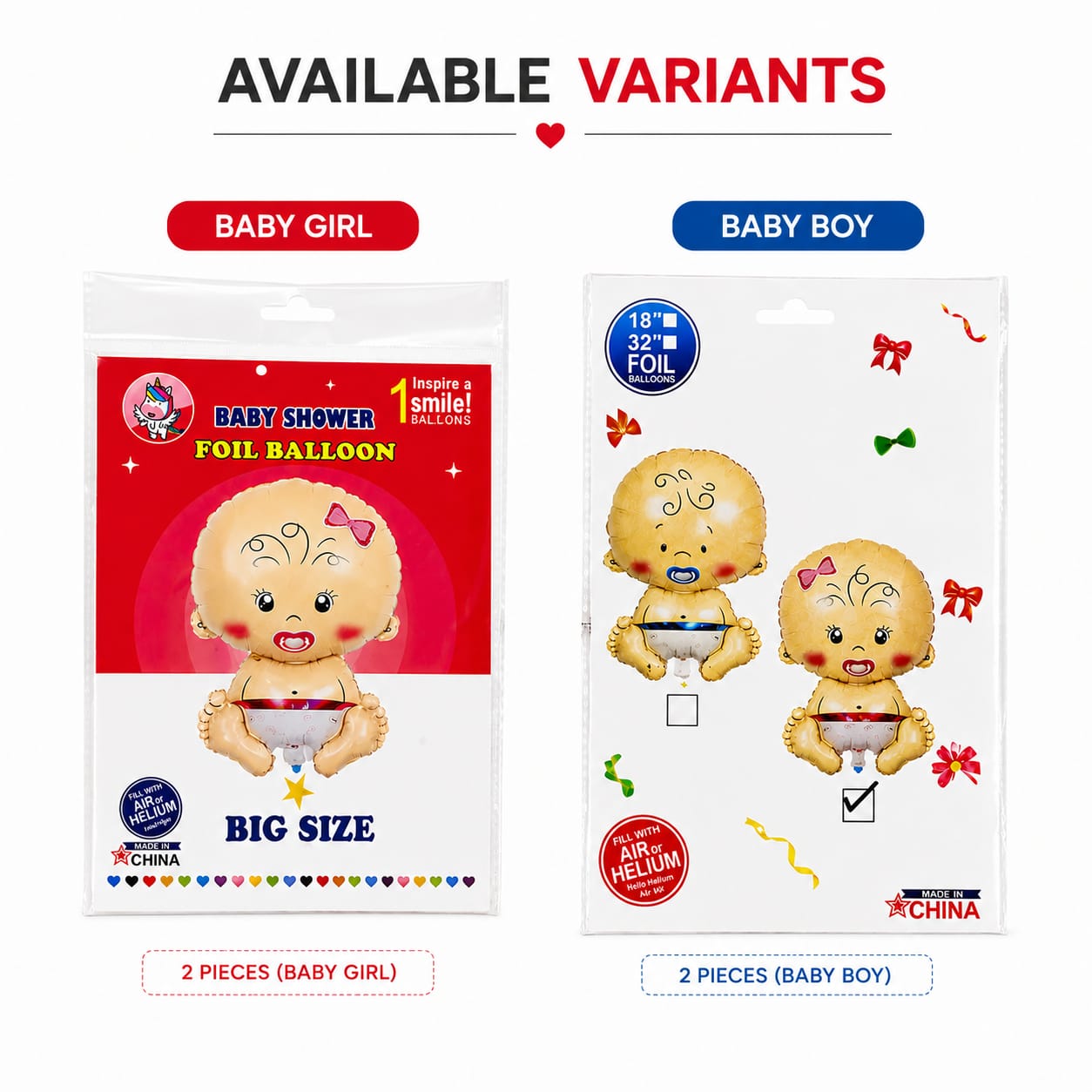 Baby Shower Foil Balloon – Big Size Baby Boy & Girl Theme Decoration Balloon