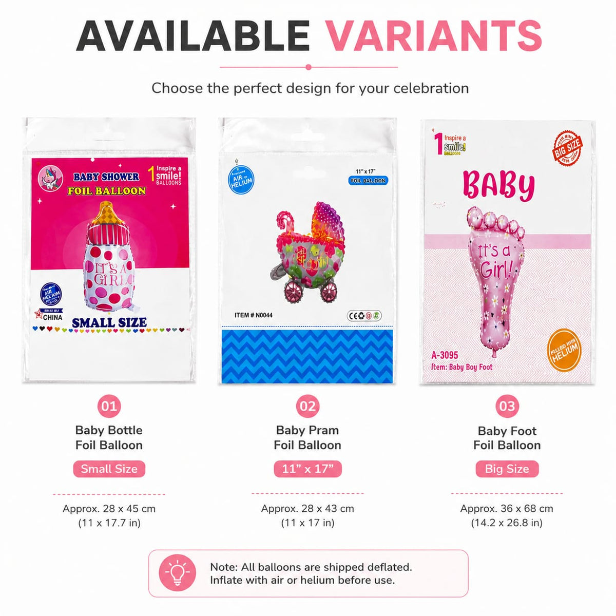 Baby Shower Foil Balloon – Baby Girl Theme | Air & Helium Fill