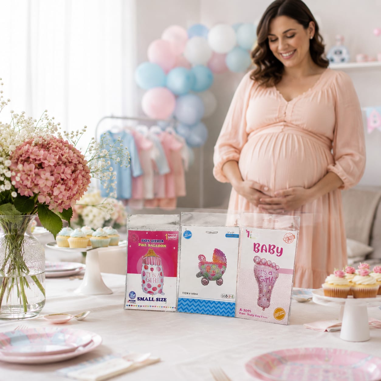 Baby Shower Foil Balloon – Baby Girl Theme | Air & Helium Fill