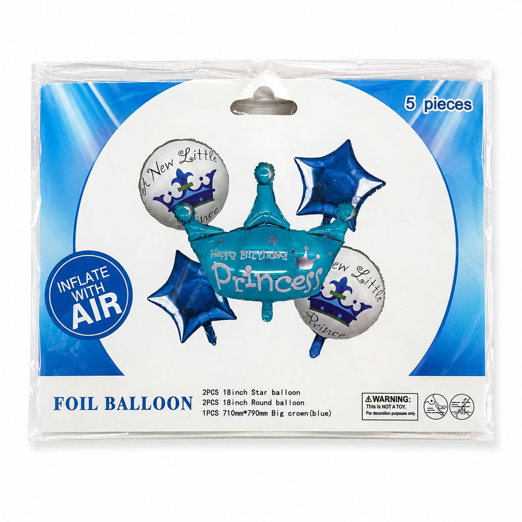 Princess Crown Foil Balloon – Happy Birthday Princess Blue Birthday Decoration
