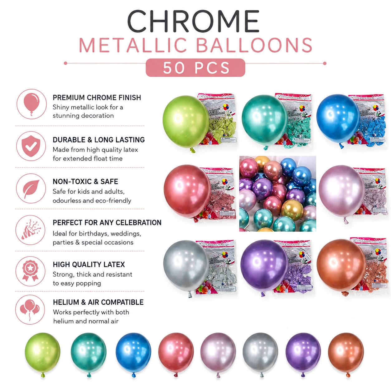 Metallic Balloons – Premium Party Balloons | Multiple Colors