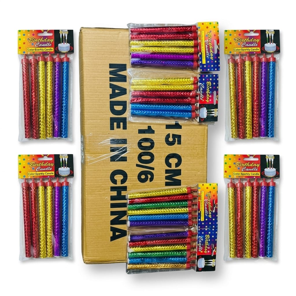 15cm Multicolor Spiral Birthday Candles – 6 Pcs