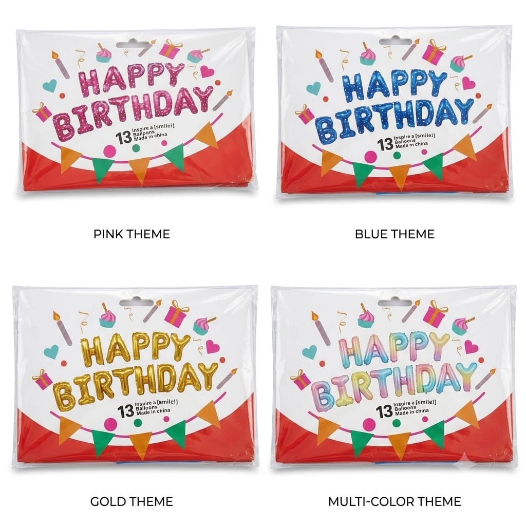 Happy Birthday Balloons 13 Pcs – Birthday Party Decoration Balloons