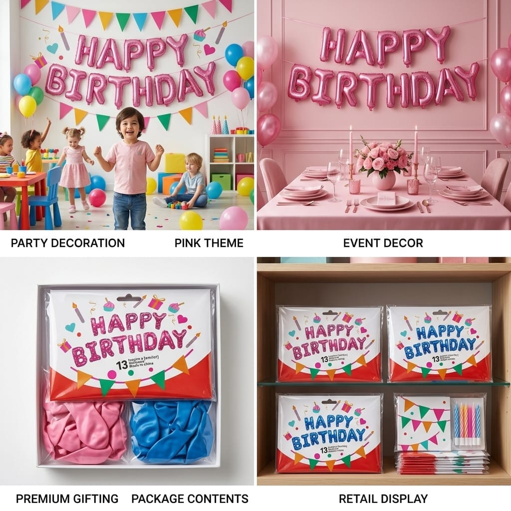 Happy Birthday Balloons 13 Pcs – Birthday Party Decoration Balloons