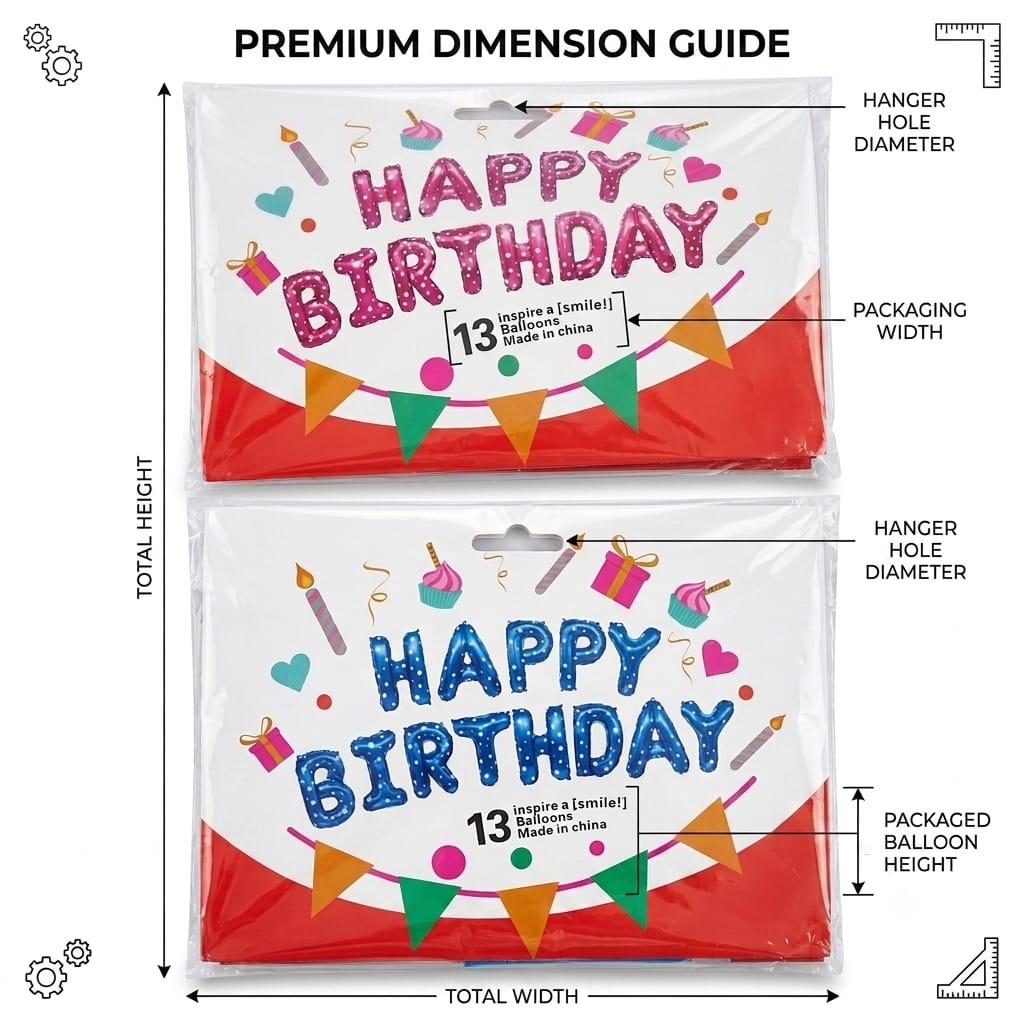 Happy Birthday Balloons 13 Pcs – Birthday Party Decoration Balloons