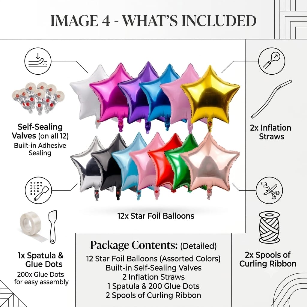 Star Shape Foil Balloons – Metallic Star Balloons for Party Decoration