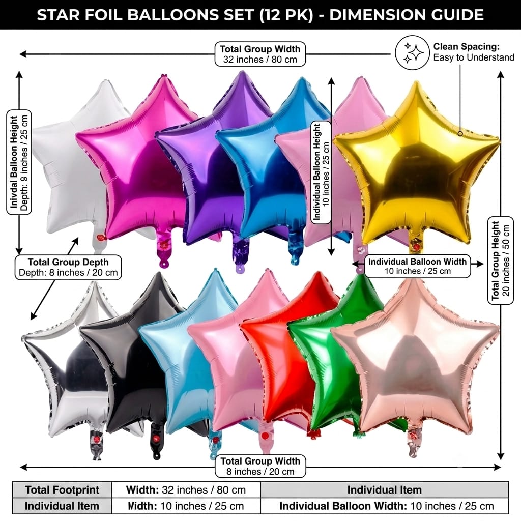 Star Shape Foil Balloons – Metallic Star Balloons for Party Decoration