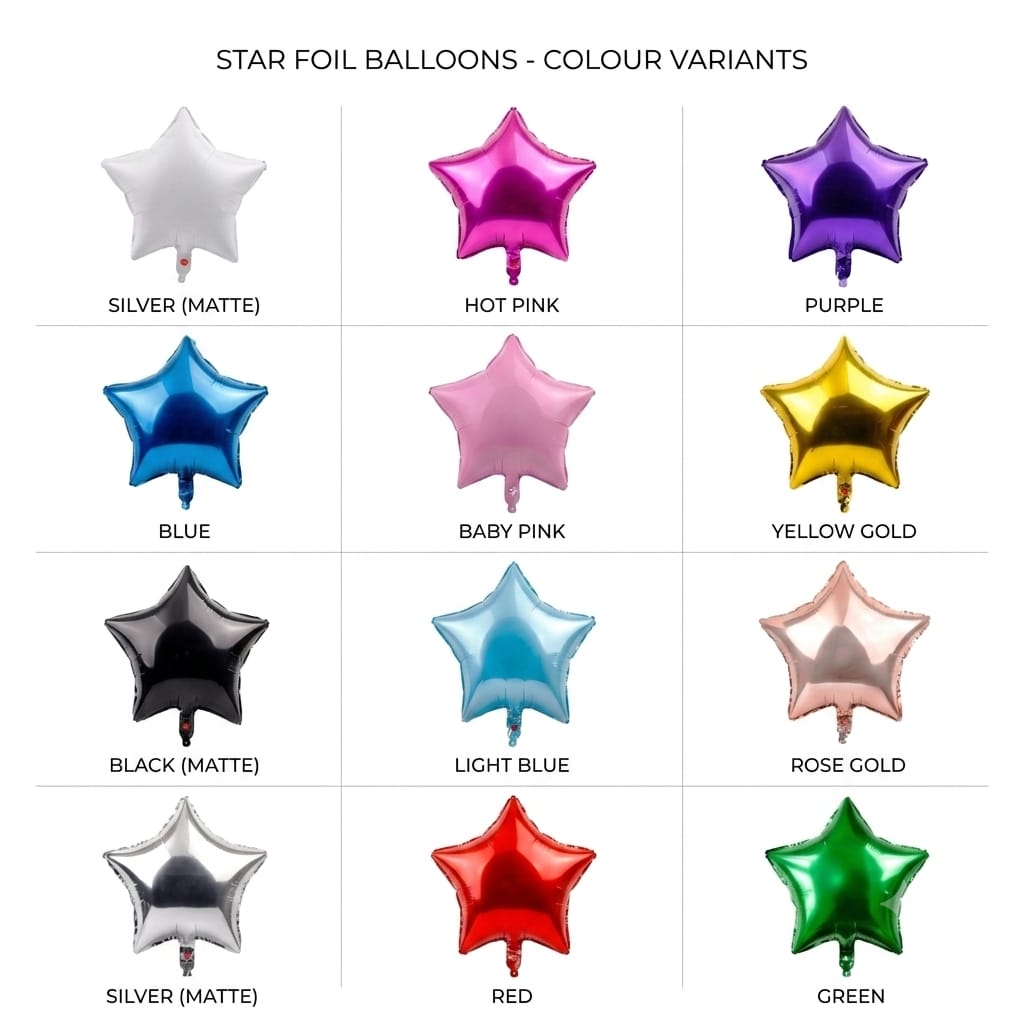 Star Shape Foil Balloons – Metallic Star Balloons for Party Decoration