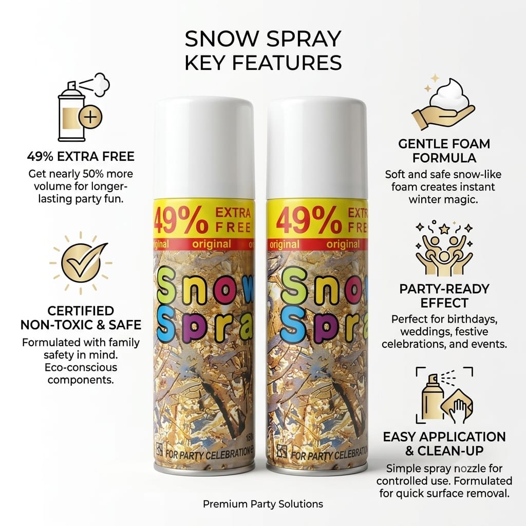 Party Snow Spray Pack of 2 – White Foam Spray for Birthday & Celebration