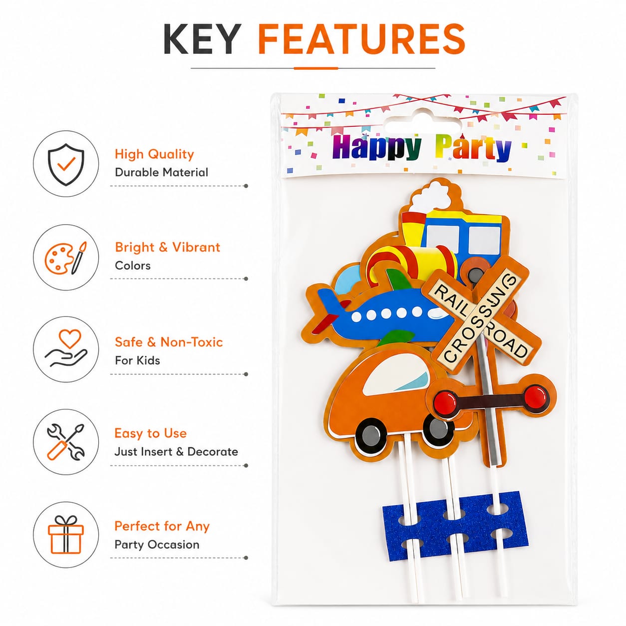 Transportation Theme Cake Topper Set – Car, Train & Airplane Birthday Decoration