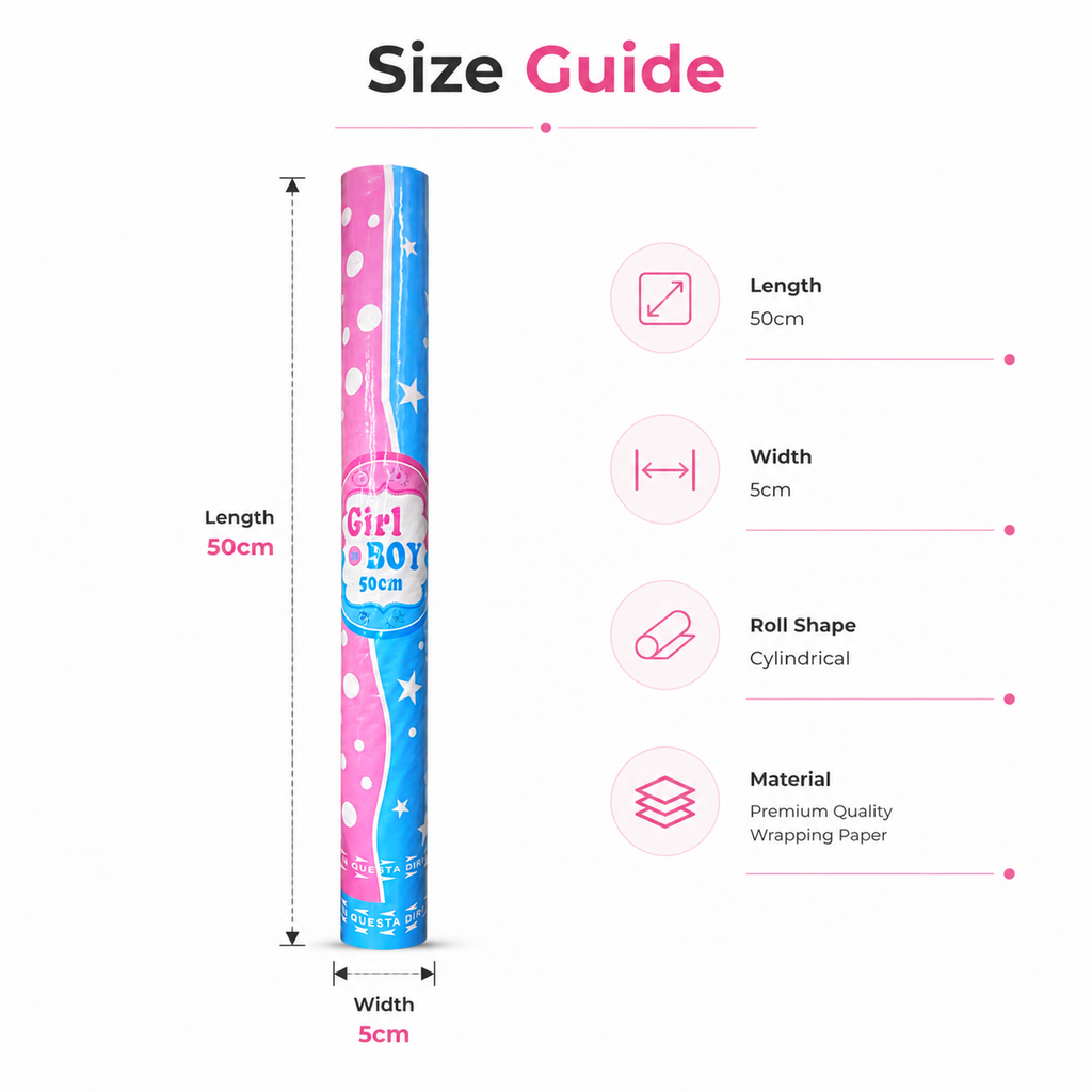 50cm Gender Reveal Confetti Cannon – Girl or Boy Party Popper