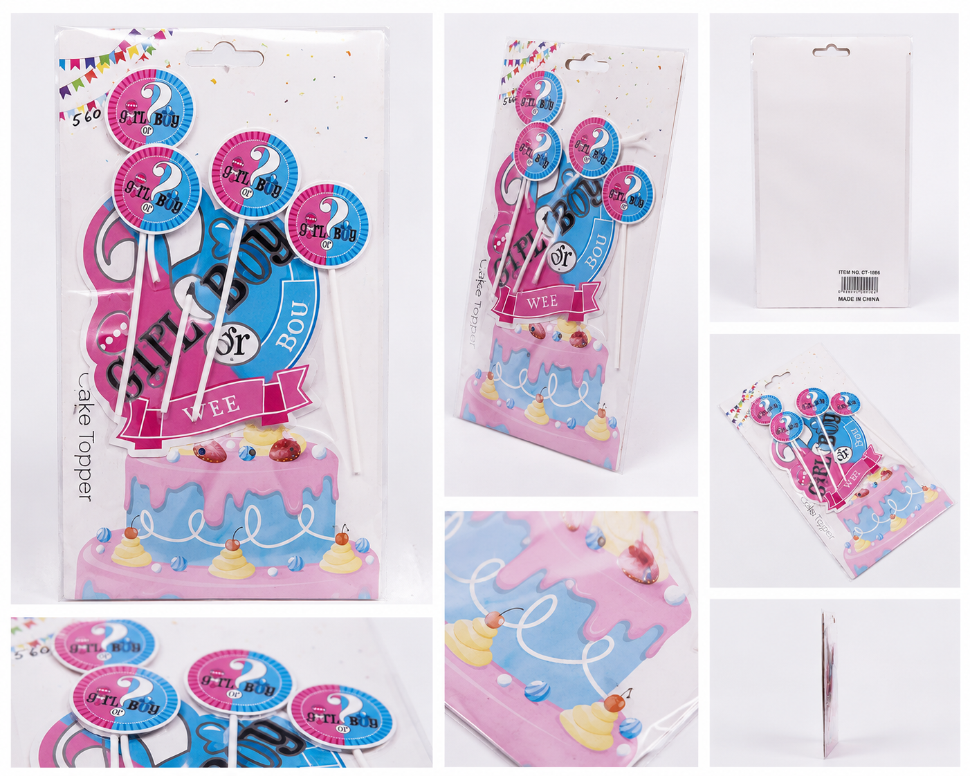 She or Boy Cake Topper Set