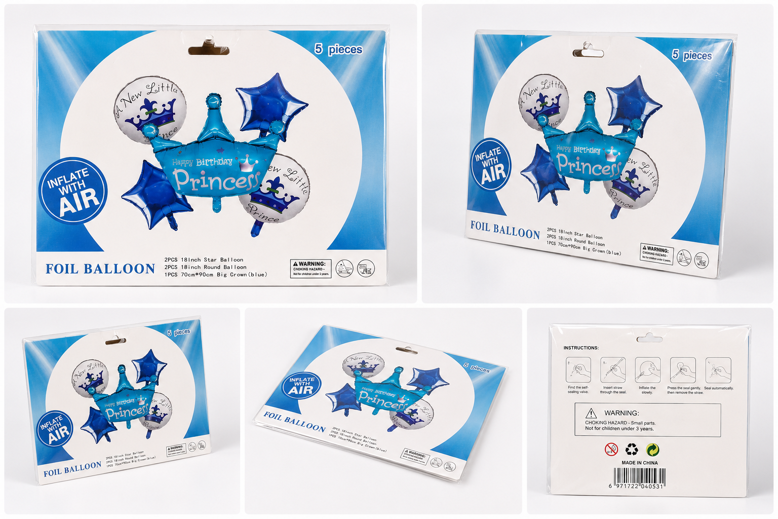 Happy Birthday Princess Foil Balloon Set