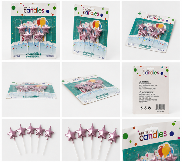 Pink Star Birthday Cake Candles