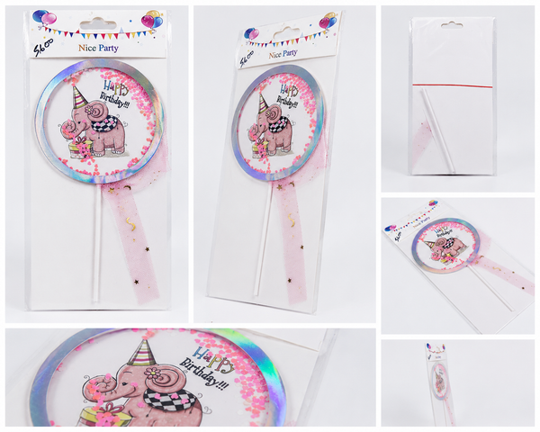 Elephant Happy Birthday Cake Topper