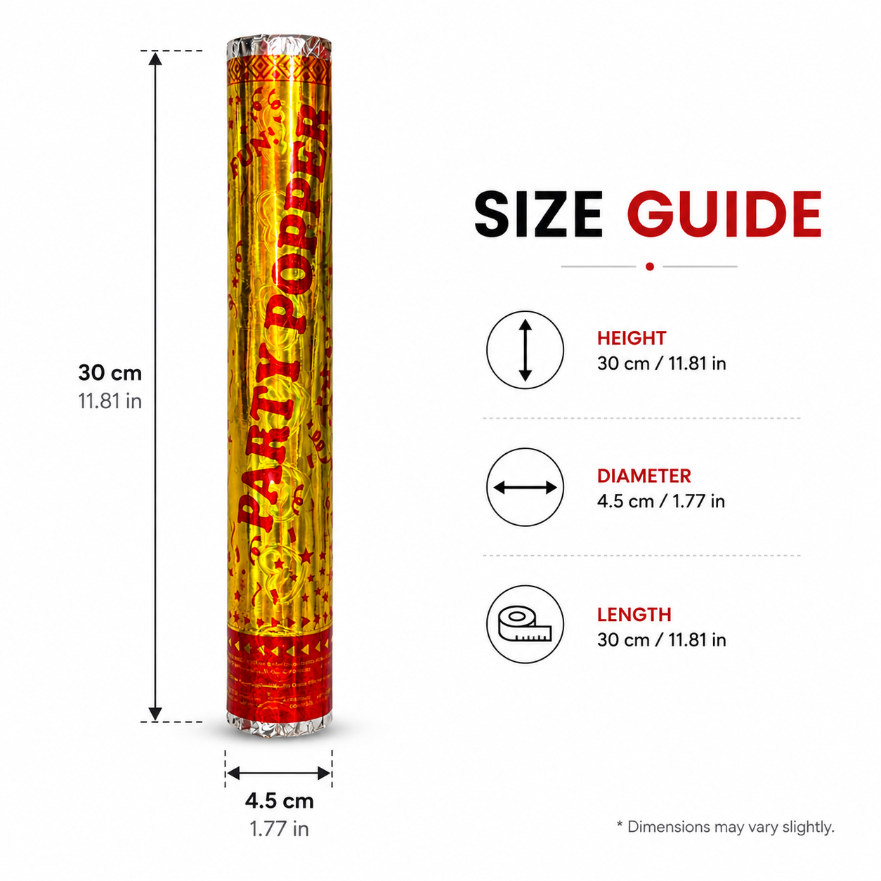 Golden Party Popper Confetti Cannon – Metallic Celebration Popper