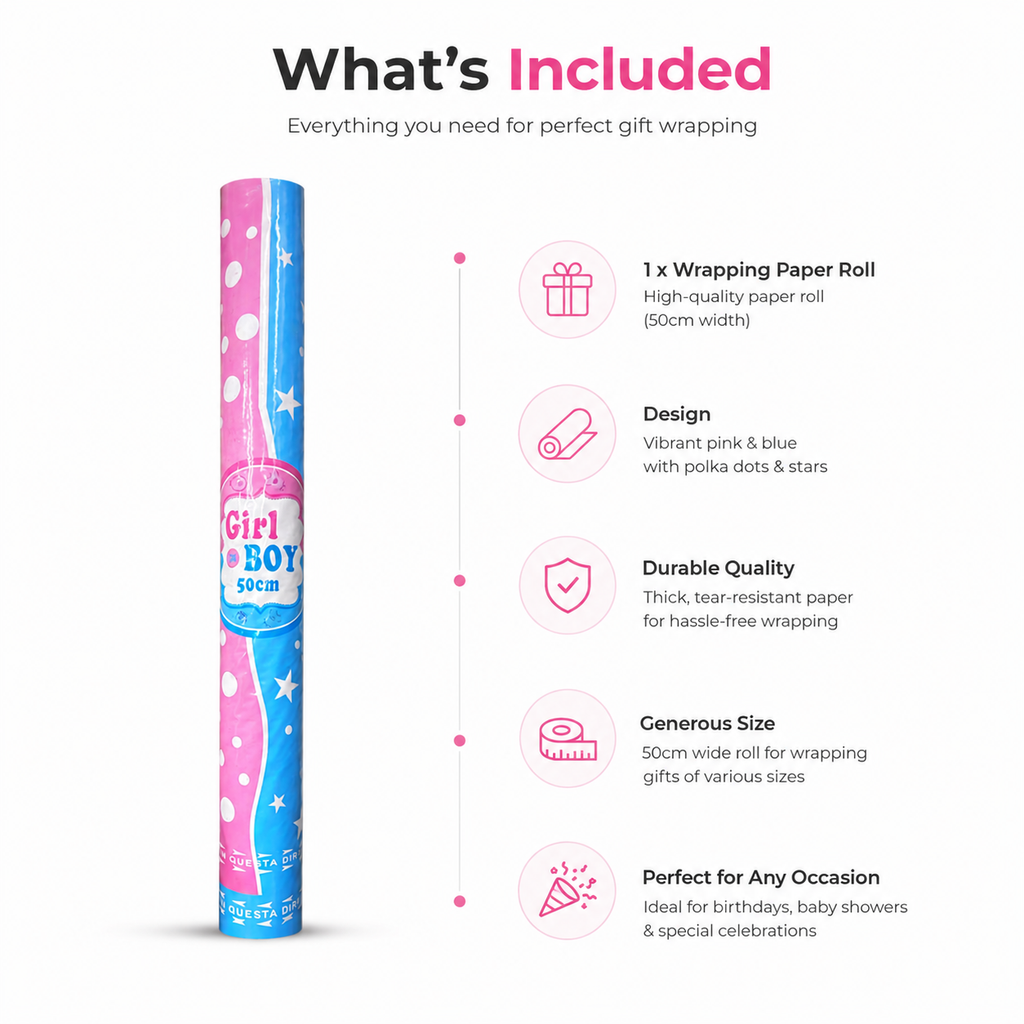 50cm Gender Reveal Confetti Cannon – Girl or Boy Party Popper