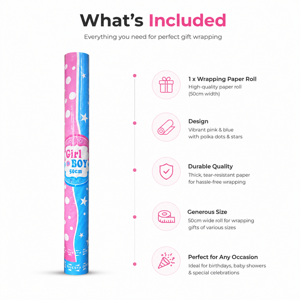 50cm Gender Reveal Confetti Cannon – Girl or Boy Party Popper