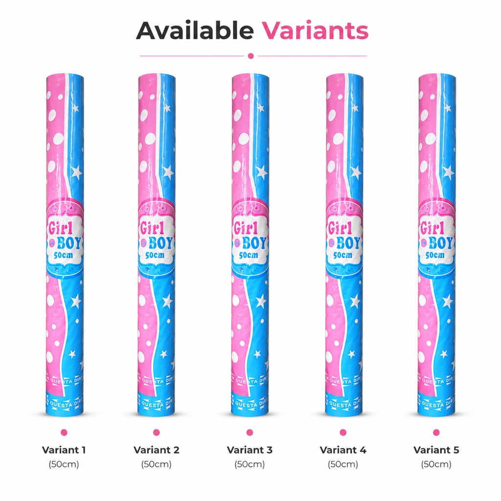 50cm Gender Reveal Confetti Cannon – Girl or Boy Party Popper